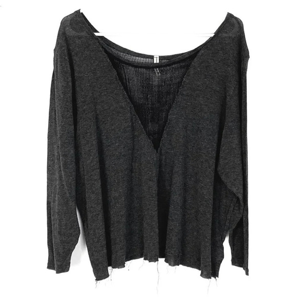 LF Emma & Sam Mesh Cut Out Loose Fit Boxy Top Womens XS Oversized Shirt Blouse - Picture 1 of 8